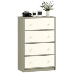 Chest Of Drawers 4 Drawer Dresser W/ 4 Fabric Drawers For Bedroom White And Grey - thumbnail 1