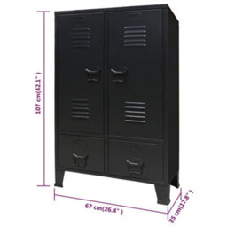 Berkfield Industrial Wardrobe Metal Industrial Style 67X35X107 Cm Black - thumbnail 9