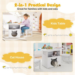Gainoom Kids Table And Chairs Set 3 Pieces Wooden Children Furniture-White - thumbnail 5