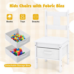Gainoom Kids Table And Chairs Set 3 Pieces Wooden Children Furniture-White - thumbnail 7