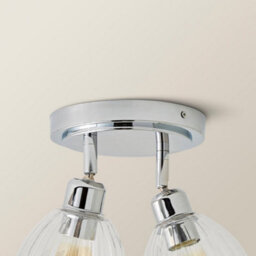 Valuelights Cheltenham 2 Way Chrome Adjustable Ceiling Spotlight With Ribbed Shades And Bulbs - thumbnail 5