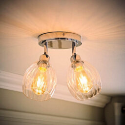 Valuelights Cheltenham 2 Way Chrome Adjustable Ceiling Spotlight With Ribbed Shades And Bulbs - thumbnail 1