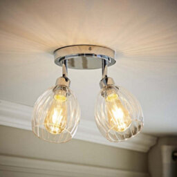 Valuelights Cheltenham 2 Way Chrome Adjustable Ceiling Spotlight With Ribbed Shades And Bulbs - thumbnail 2