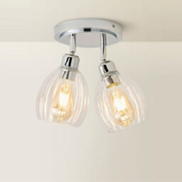 Valuelights Cheltenham 2 Way Chrome Adjustable Ceiling Spotlight With Ribbed Shades And Bulbs - thumbnail 3
