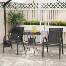 Costway Set Of 2 Patio Chairs Stackable Metal Breathable Fabric Dining Chair - thumbnail 4