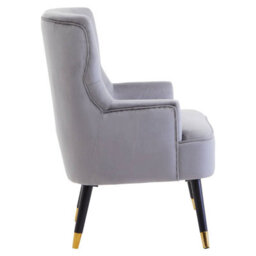 Orsina Grey Velvet Tufted Chair, High Quality Velvet Dining Chair, Highback Grey Accent Armchair - thumbnail 3