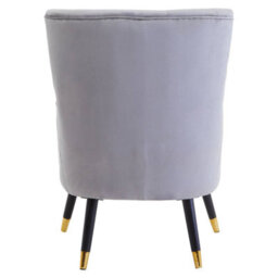 Orsina Grey Velvet Tufted Chair, High Quality Velvet Dining Chair, Highback Grey Accent Armchair - thumbnail 4