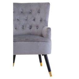 Orsina Grey Velvet Tufted Chair, High Quality Velvet Dining Chair, Highback Grey Accent Armchair - thumbnail 5