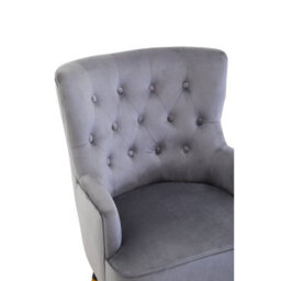 Orsina Grey Velvet Tufted Chair, High Quality Velvet Dining Chair, Highback Grey Accent Armchair - thumbnail 6