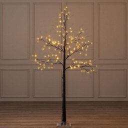 Trendi Christmas Snowy Twig Tree Warm White Led Light Up Artificial Twig Christmas Decoration Indoor Outdoor Battery Operated 2Ft/5Ft/6Ft