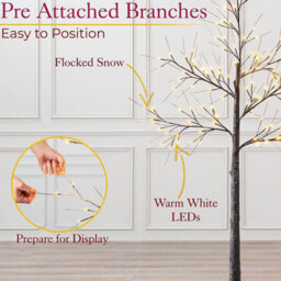 Trendi Christmas Snowy Twig Tree Warm White Led Light Up Artificial Twig Christmas Decoration Indoor Outdoor Battery Operated 2Ft/5Ft/6Ft - thumbnail 5