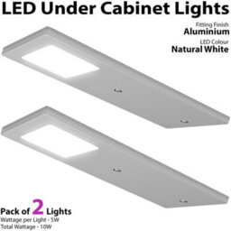 2 Pack Ultra-Slim Aluminium Under Cabinet Kitchen Led Light Kit - Natural White - thumbnail 3