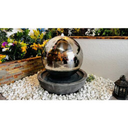 Outdoor Living UK Large Stainless Sphere Resin Base Mains Power Water Feature - thumbnail 5
