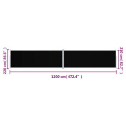 Walplus Retractable Side Awning Garden Sun Shade Canopy Gazebo For Back Door, Porch, Patio Black 220X1200 Cm - thumbnail 8