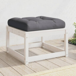 Walplus Garden Outdoor Footstool With Cushions White Solid Wood Pine