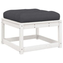 Walplus Garden Outdoor Footstool With Cushions White Solid Wood Pine - thumbnail 7