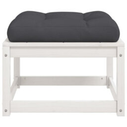 Walplus Garden Outdoor Footstool With Cushions White Solid Wood Pine - thumbnail 6