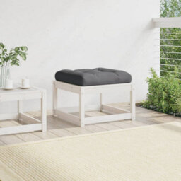 Walplus Garden Outdoor Footstool With Cushions White Solid Wood Pine - thumbnail 3