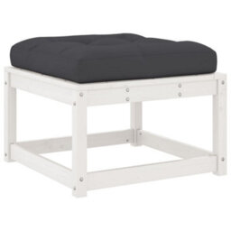 Walplus Garden Outdoor Footstool With Cushions White Solid Wood Pine - thumbnail 2