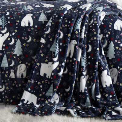 Fusion Starry Night Plush Blue Fleece Throw - image 1