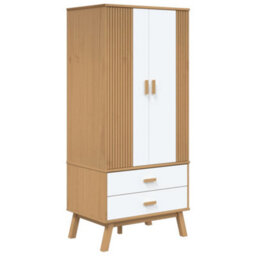 Berkfield Wardrobe Olden White And Brown 76.5X53X172 Cm Solid Wood Pine - thumbnail 2