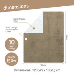 Bauer Electric Heated Throw In Beige - thumbnail 2