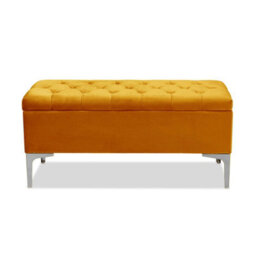 Modena Storage Ottoman Bench, Ottoman Footstool With Legs, 150Cm Plush Velvet Upholstered End Of Bed Bench, Burnt Orange - thumbnail 2