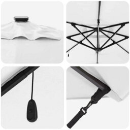 Berkfield Durable Roma Cantilever Parasol With Solar Leds - Sand - 286 X 285 X 270 Cm - Aluminium - thumbnail 9