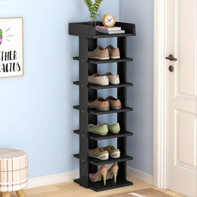 Living And Home 7 Tier Black Freestanding Shoe Rack Shoe Storage Organizer Stand Display Shelf For Hallway Entryway - image 1