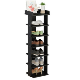 Living And Home 7 Tier Black Freestanding Shoe Rack Shoe Storage Organizer Stand Display Shelf For Hallway Entryway - thumbnail 3