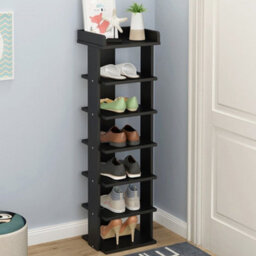 Living And Home 7 Tier Black Freestanding Shoe Rack Shoe Storage Organizer Stand Display Shelf For Hallway Entryway - thumbnail 2