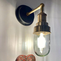 Industville Brooklyn Outdoor & Bathroom Wall Light, Brass Holder, Brass Ring - thumbnail 5