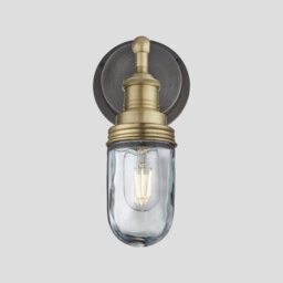 Industville Brooklyn Outdoor & Bathroom Wall Light, Brass Holder, Brass Ring - thumbnail 2