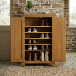 The Furniture Market Rustic Oak Shoe Storage Cupboard - thumbnail 4