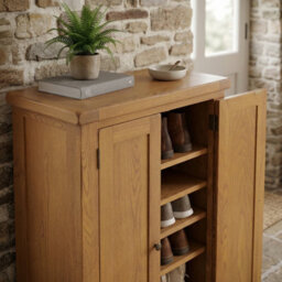 The Furniture Market Rustic Oak Shoe Storage Cupboard - thumbnail 6