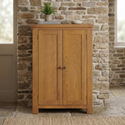 The Furniture Market Rustic Oak Shoe Storage Cupboard - thumbnail 2