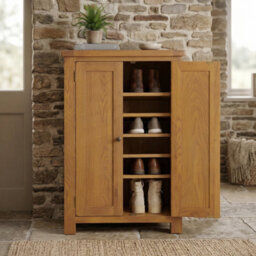 The Furniture Market Rustic Oak Shoe Storage Cupboard - thumbnail 3