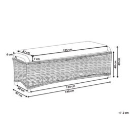 Beliani Garden Ottoman Susua 140 Cm Rattan Natural - thumbnail 3