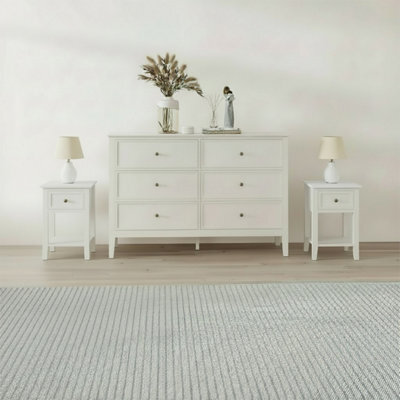 Melody Maison Large 6 Drawer Chest Of Drawers And Pair Of One Drawer Bedside Tables - Rowley Pale Cream Range - image 1