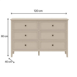 Melody Maison Large 6 Drawer Chest Of Drawers And Pair Of One Drawer Bedside Tables - Rowley Pale Cream Range - thumbnail 6