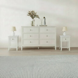 Melody Maison Large 6 Drawer Chest Of Drawers And Pair Of One Drawer Bedside Tables - Rowley Pale Cream Range - thumbnail 1