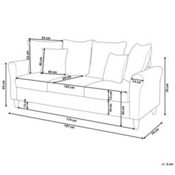 Beliani Sofa 3 Seater Bornholm Velvet Black - thumbnail 3