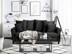 Beliani Sofa 3 Seater Bornholm Velvet Black - thumbnail 2