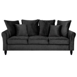 Beliani Sofa 3 Seater Bornholm Velvet Black - thumbnail 1