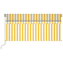 Berkfield Manual Retractable Awning With Blind&led 3X2.5M Yellow&white - thumbnail 3