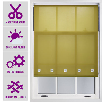 Green Roller Blind With Chrome Square Eyelets And Meta Fittings Cut To Size By Furnished - (W)120Cm X (L)210Cm