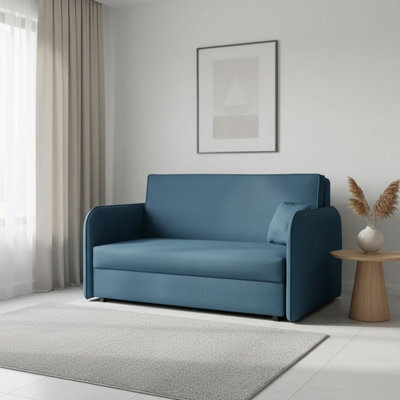 Viva Loft Iii Sofa Bed With Sleep Function Storage Container Chipboard Wood Frame Metal Legs 145Cm Wide Turquoise - image 1