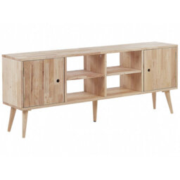 Beliani Tv Stand Chandler Wood Light Brown - thumbnail 1