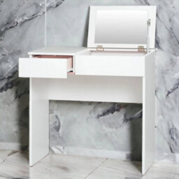 Dressing Table Mirror Make Up Storage Pink Compartments Drawers Bedroom - thumbnail 6