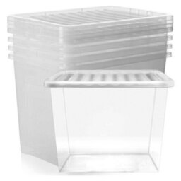 Storm Trading Group 5 X Heavy Duty Multipurpose 80 Litre Home Office Clear Plastic Storage Containers With Lids - thumbnail 1
